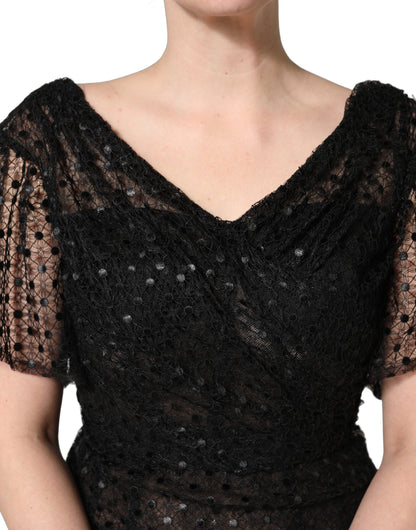 Dolce & Gabbana Abendkleid aus schwarzem Pailletten-Meerjungfrauen-Schnitt