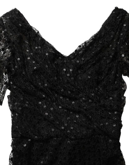 Dolce & Gabbana Abendkleid aus schwarzem Pailletten-Meerjungfrauen-Schnitt