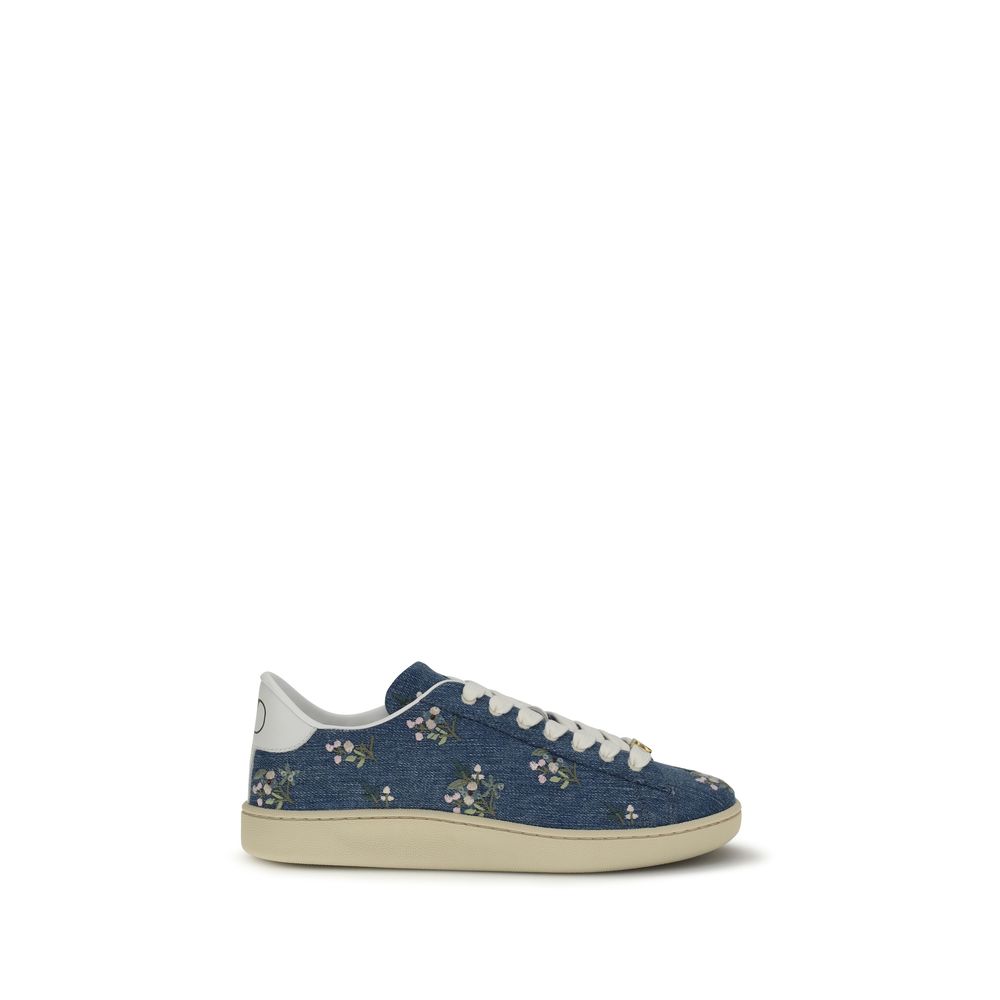 Valentino Garavani Blaue Stoff-Sneakers mit niedrigem Schaft