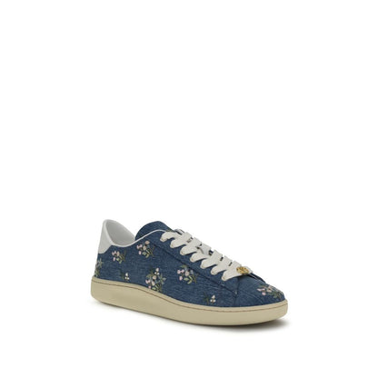 Valentino Garavani Blaue Stoff-Sneakers mit niedrigem Schaft