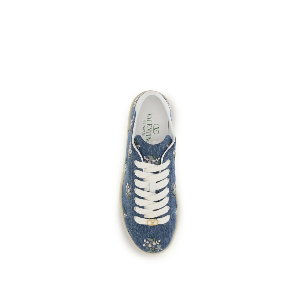Valentino Garavani Blaue Stoff-Sneakers mit niedrigem Schaft