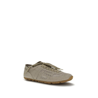 Balmain Beigefarbene Baumwoll-Sportschuhe