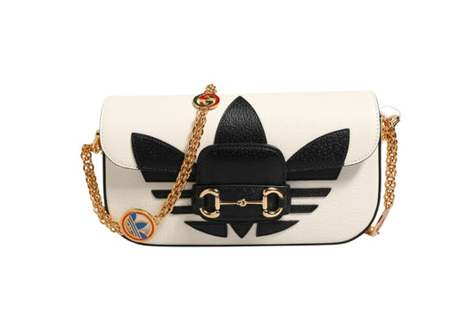 Gucci x Adidas Horsebit 1955 Schultertasche Schwarz/Weiß