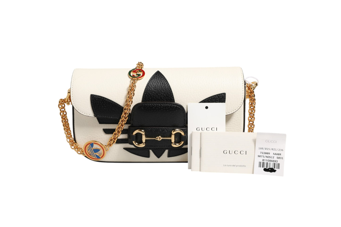 Gucci x Adidas Horsebit 1955 Schultertasche Schwarz/Weiß