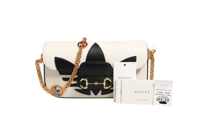 Gucci x Adidas Horsebit 1955 Schultertasche Schwarz/Weiß