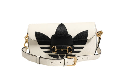 Gucci x Adidas Horsebit 1955 Schultertasche Schwarz/Weiß
