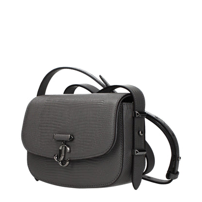 Jimmy Choo Graue Leder Schultertasche