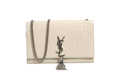 Saint Laurent Kate Tassel Small Krokoprägung Leder