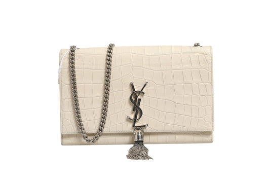 Saint Laurent Kate Tassel Small Krokoprägung Leder