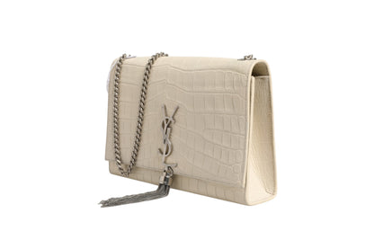 Saint Laurent Kate Tassel Small Krokoprägung Leder