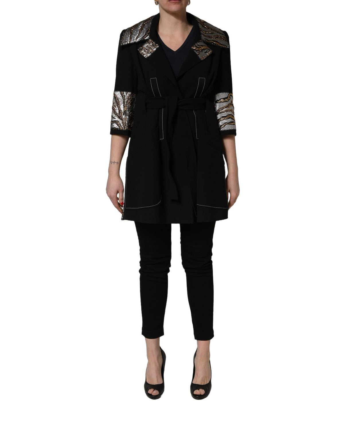 Dolce & Gabbana Black Polyester Coat
