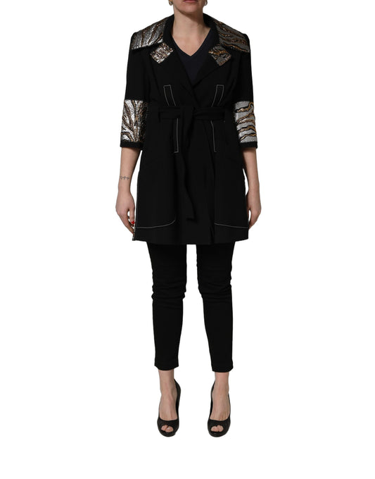 Dolce & Gabbana Black Polyester Coat
