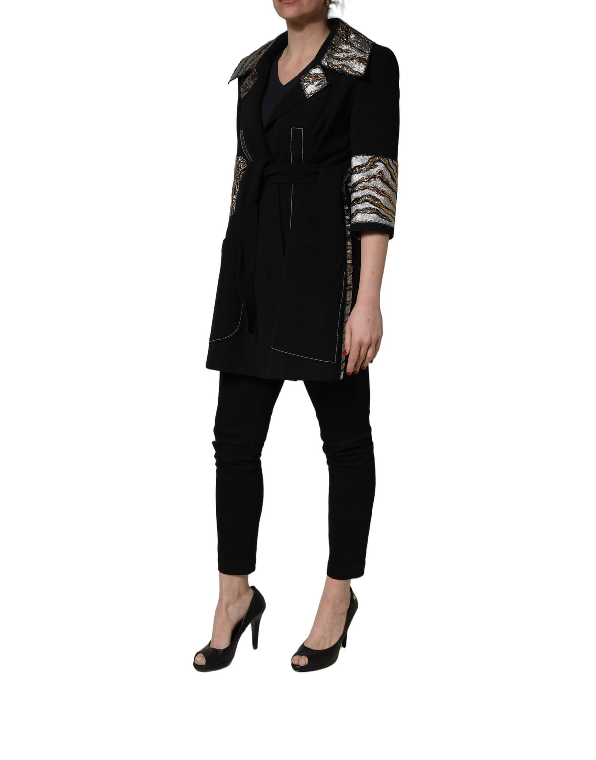 Dolce & Gabbana Black Polyester Coat