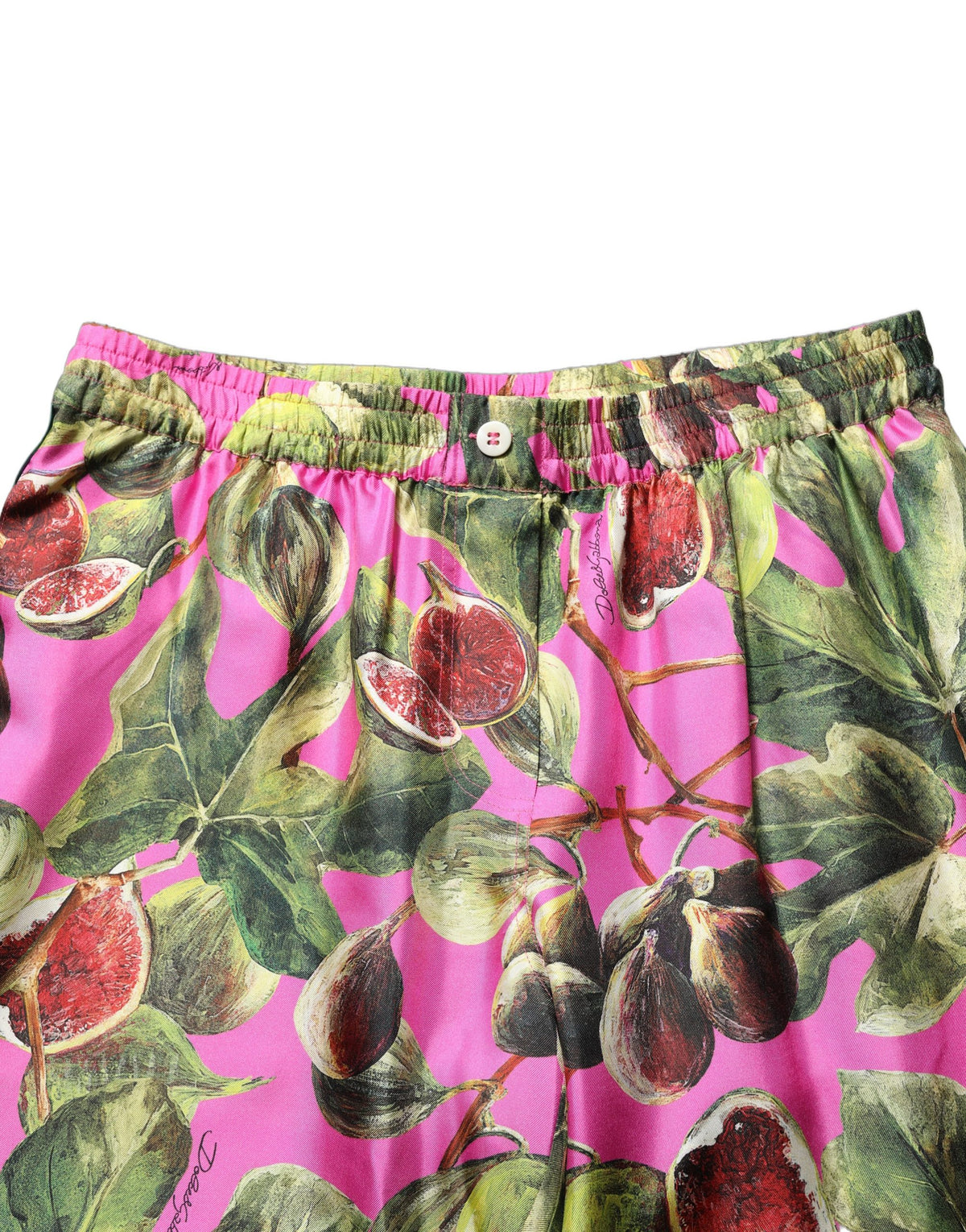 Dolce & Gabbana Fuchsia Seidenhose mit Feigenblatt-Muster