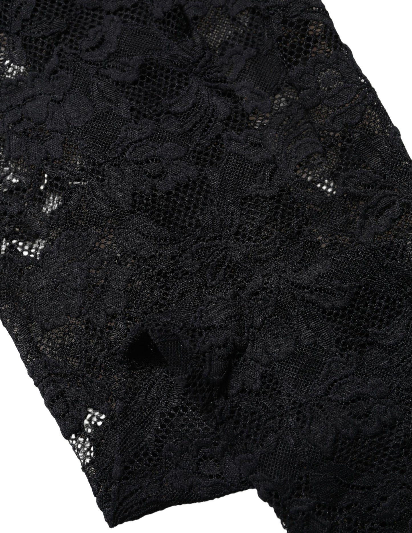 Dolce & Gabbana Schwarze Strümpfe mit floraler Spitze bis zum Oberschenkel