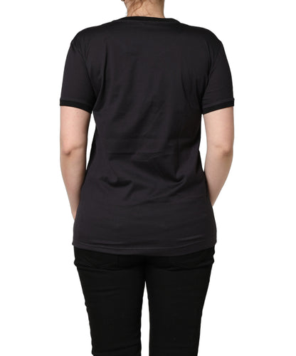 Dolce & Gabbana Schwarzes Baumwoll-T-Shirt mit #IAMACHRISTMASTREE Print