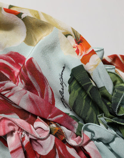 Dolce & Gabbana Kurz geschnittenes Seidenhemd mit Multicolor-Blumenprint