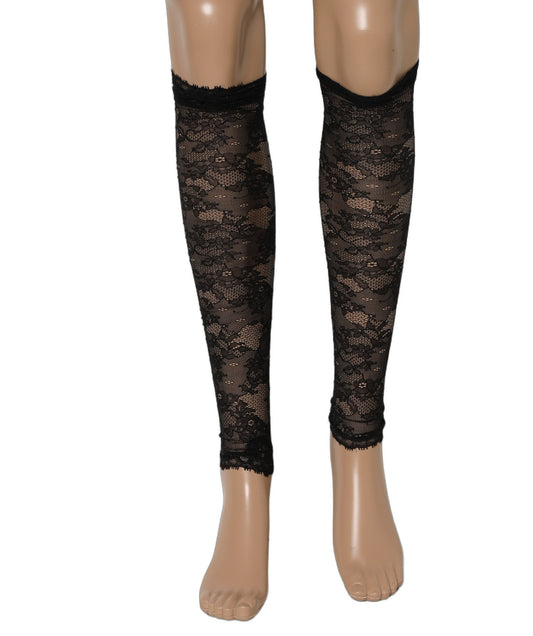 Dolce & Gabbana Schwarze Kniestrümpfe aus floraler Spitze