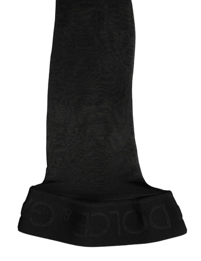 Dolce & Gabbana Schwarze transparente Nylon-Strümpfe bis zum Oberschenkel