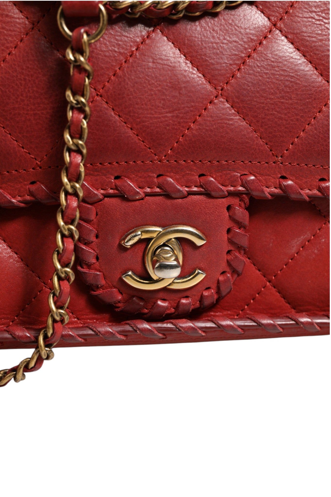Chanel Mini Flap Bag Lammleder Geflochtenes Kalbsleder Goldfarbene Metallbeschläge