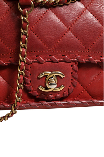 Chanel Mini Flap Bag Lammleder Geflochtenes Kalbsleder Goldfarbene Metallbeschläge
