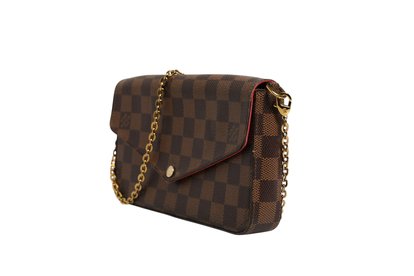 Louis Vuitton Pochette Felice Geldbörse mit Kette aus Damier Ebene Canvas
