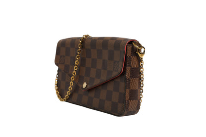 Louis Vuitton Pochette Felice Geldbörse mit Kette aus Damier Ebene Canvas
