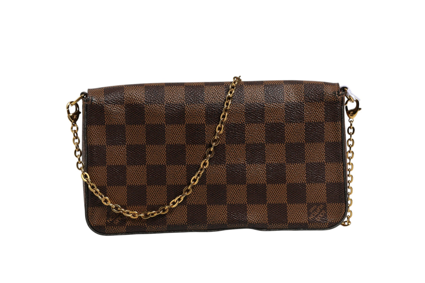 Louis Vuitton Pochette Felice Geldbörse mit Kette aus Damier Ebene Canvas