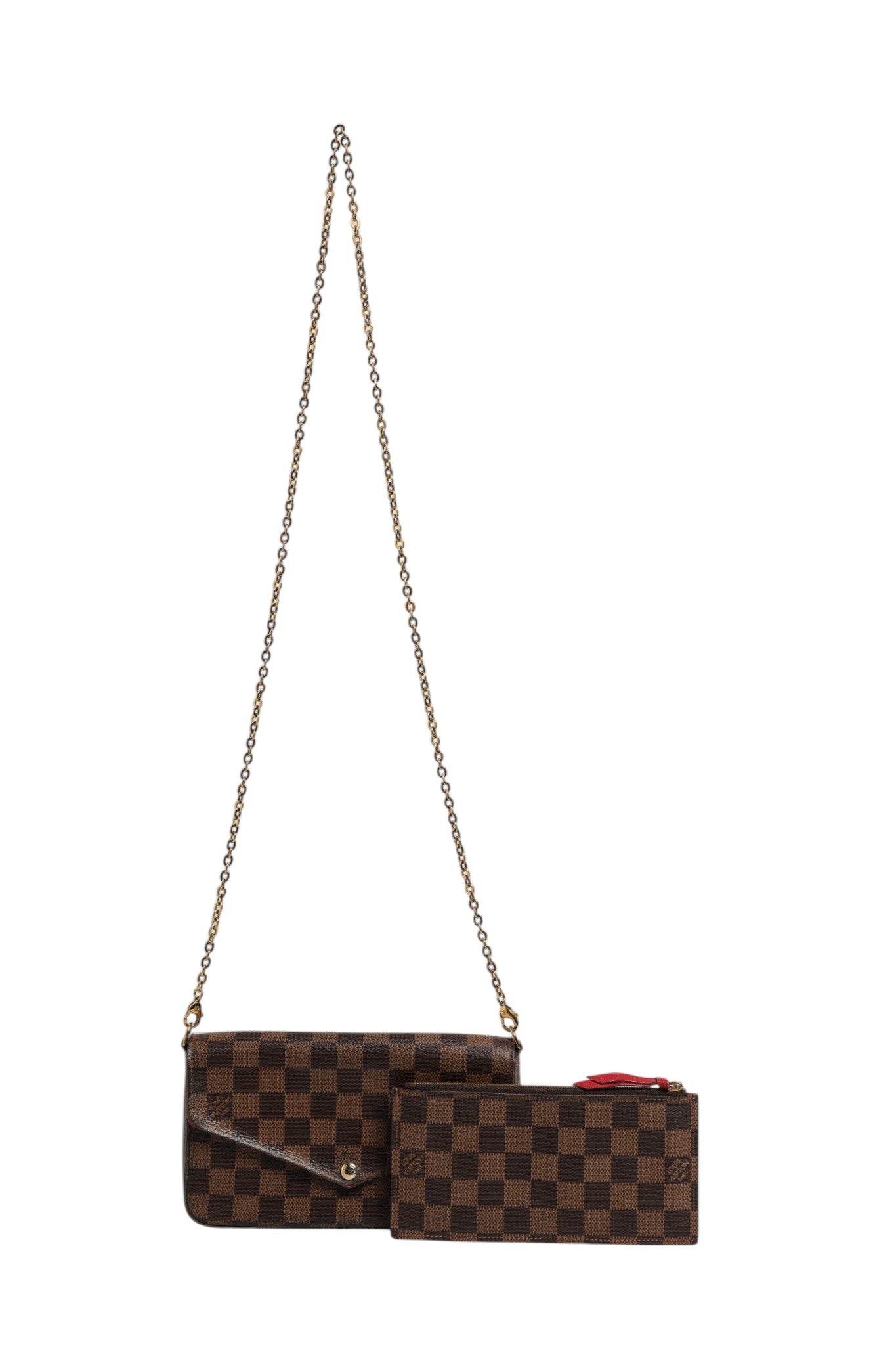 Louis Vuitton Pochette Felice Geldbörse mit Kette aus Damier Ebene Canvas