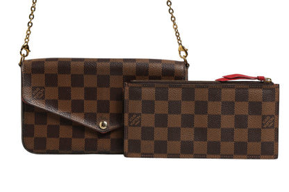 Louis Vuitton Pochette Felice Geldbörse mit Kette aus Damier Ebene Canvas