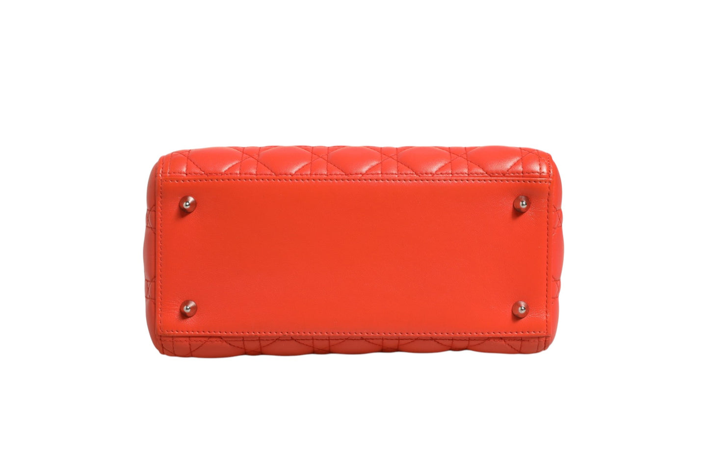 Christian Dior Lady Dior Tasche aus orangefarbenem Lammleder mit Cannage-Steppung