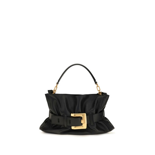 Balmain Schwarze Bos Taurus Kalbsleder Schultertasche