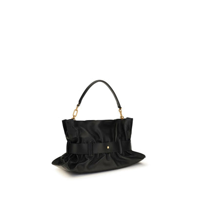 Balmain Schwarze Bos Taurus Kalbsleder Schultertasche