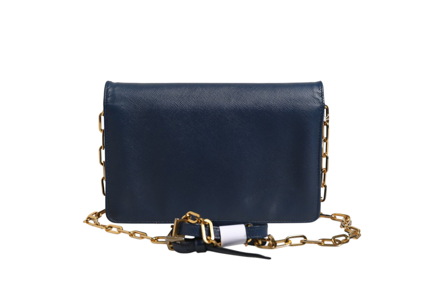 Prada Blaue Saffiano Leder Wallet on Chain Clutch Bag