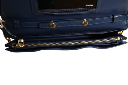 Prada Blaue Saffiano Leder Wallet on Chain Clutch Bag