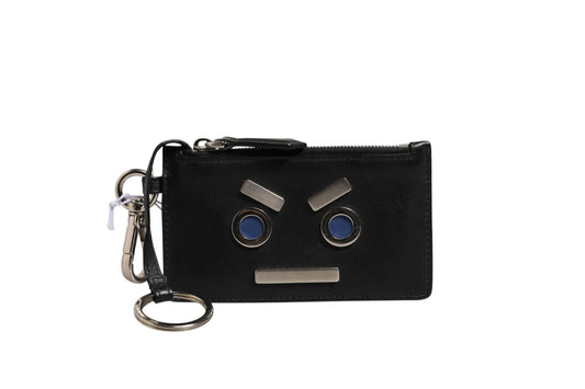 Fendi Vitello Liberty Nieten-Münztasche & Schlüsselanhänger Ardesia