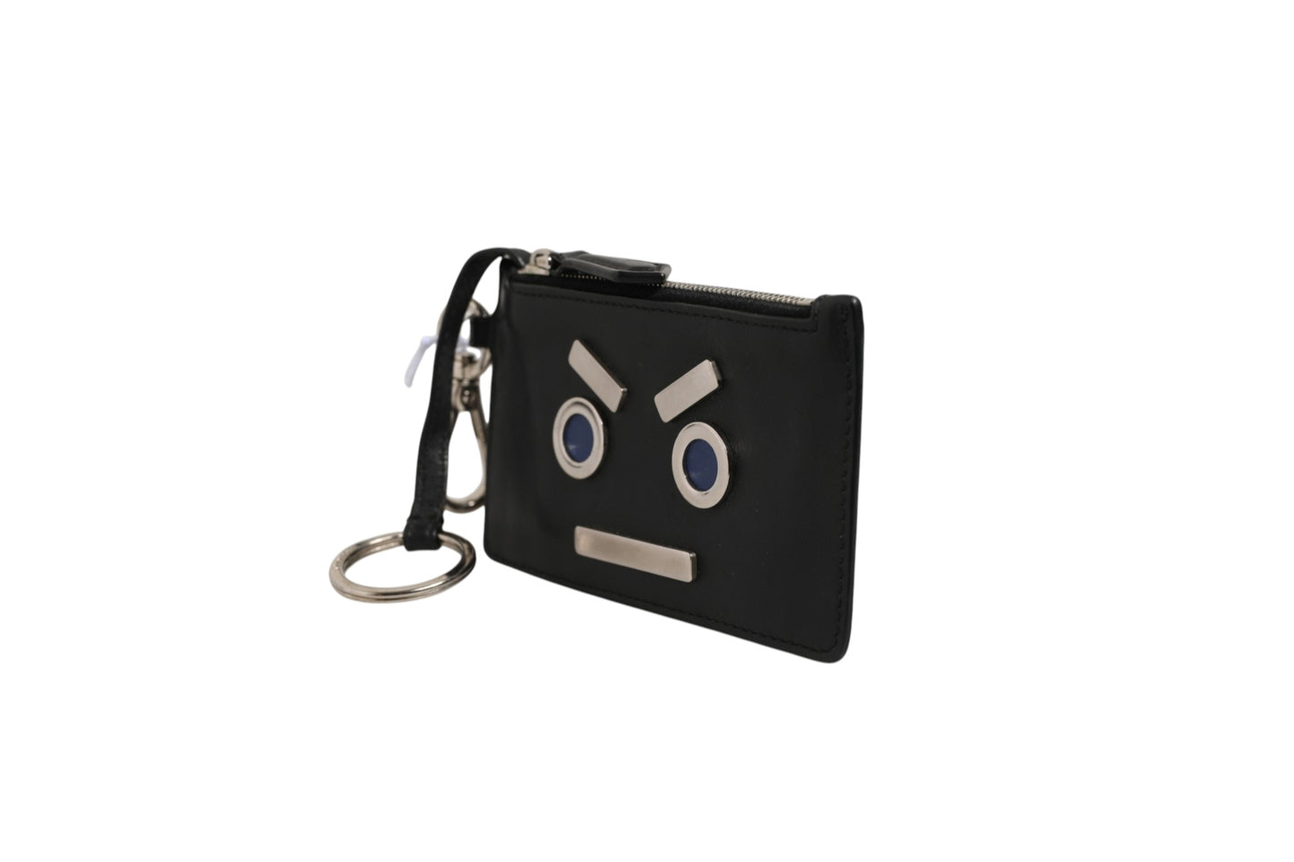 Fendi Vitello Liberty Nieten-Münztasche & Schlüsselanhänger Ardesia