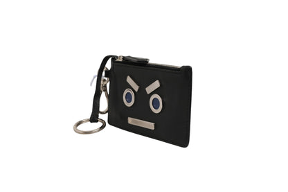 Fendi Vitello Liberty Nieten-Münztasche & Schlüsselanhänger Ardesia