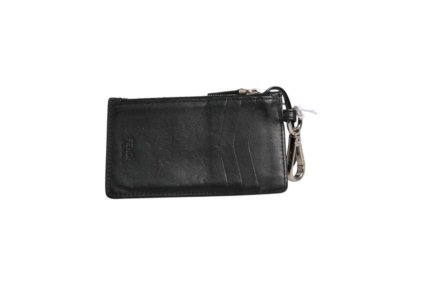 Fendi Vitello Liberty Nieten-Münztasche & Schlüsselanhänger Ardesia
