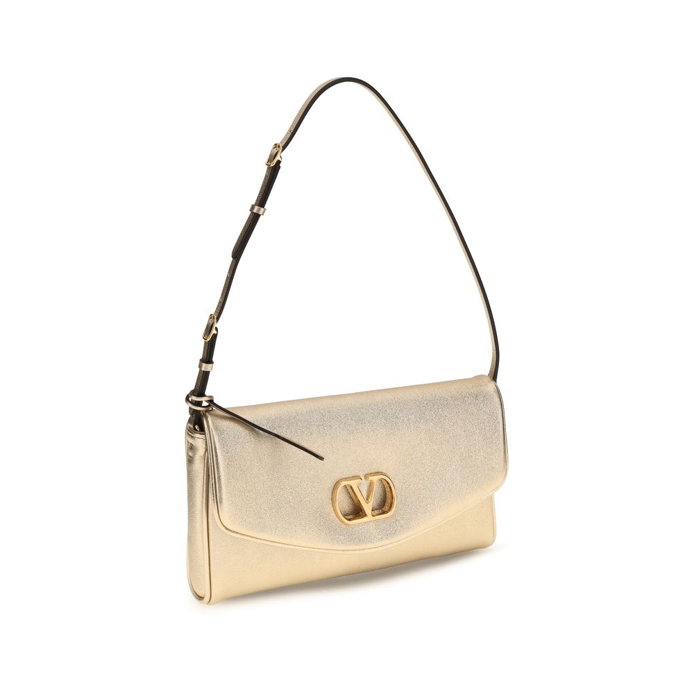 Valentino Garavani Schultertasche aus goldfarbenem Nappaleder / Kalbsleder