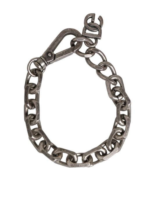 Dolce & Gabbana Silberfarbenes Kettenarmband mit DG-Logo
