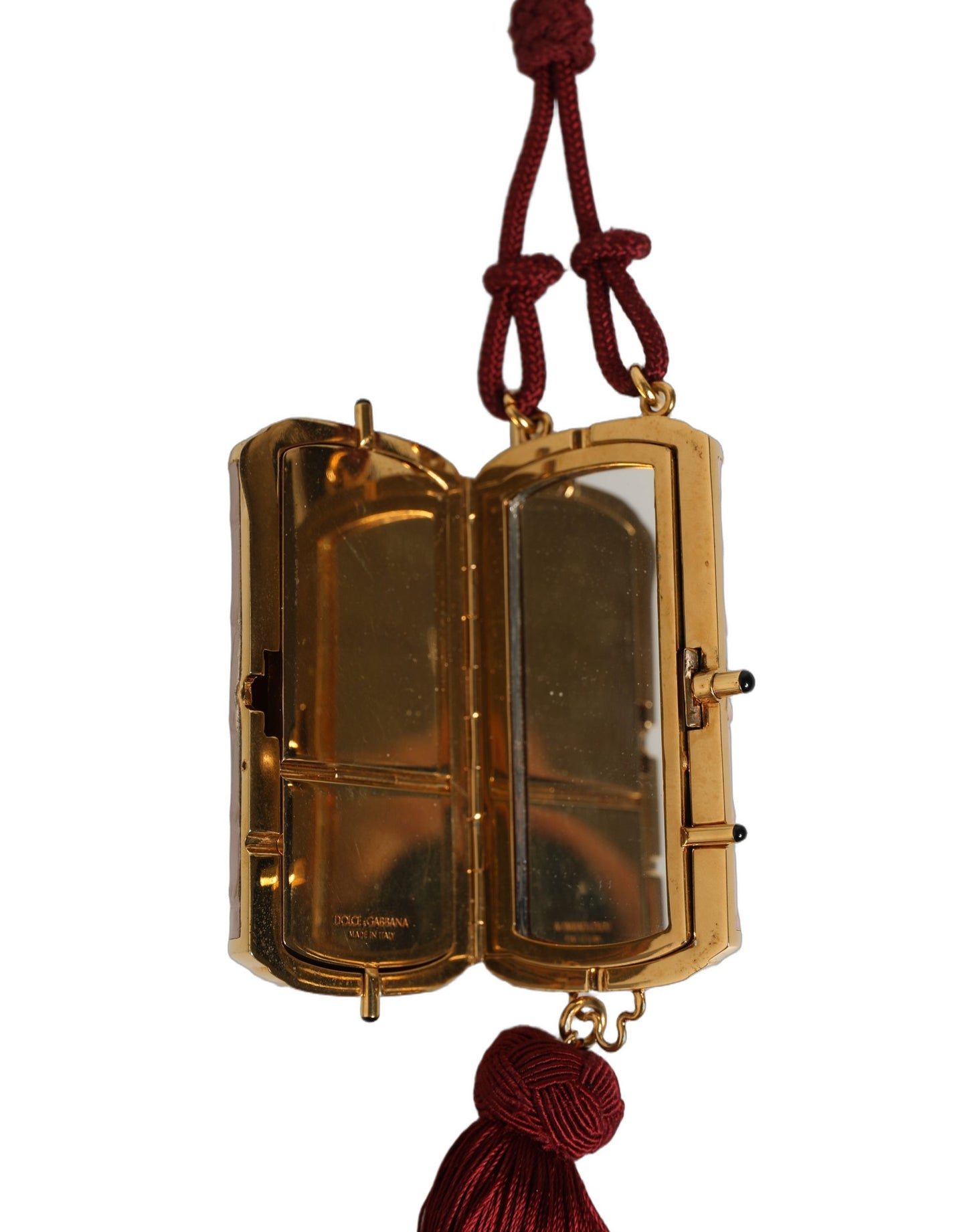 Dolce & Gabbana Rosa Exotisches Leder Mini-Spiegel Quaste Makeup Tasche