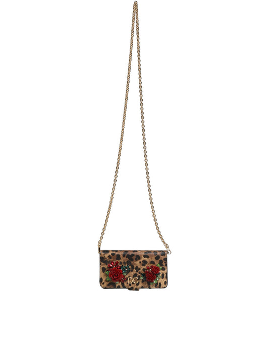 Dolce & Gabbana Braune Leo-Print iPhone X/XS Hülle aus Kalbsleder