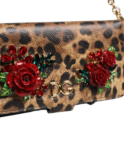 Dolce & Gabbana Brown Leopard-Print Calf Leather Flip Case for iPhone X/XS