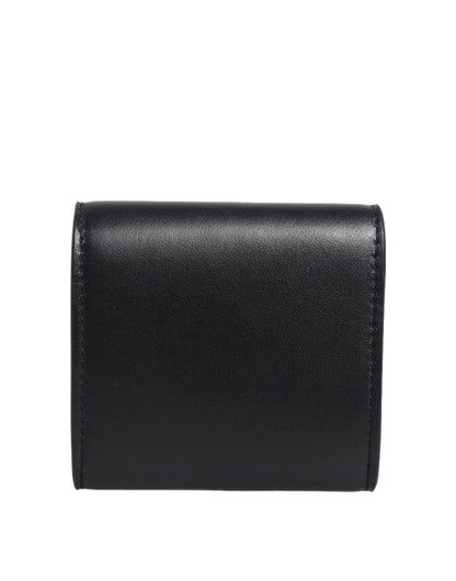 Dolce & Gabbana Brieftasche aus schwarzem Kalbsleder mit Logo-Print und Münzfach
