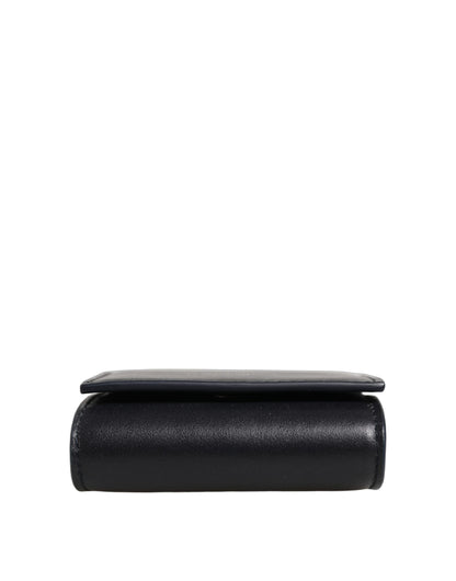Dolce & Gabbana Brieftasche aus schwarzem Kalbsleder mit Logo-Print und Münzfach