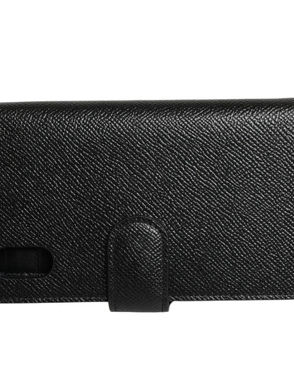 Dolce & Gabbana Flip Cover aus schwarzem Kalbsleder für iPhone X - XS