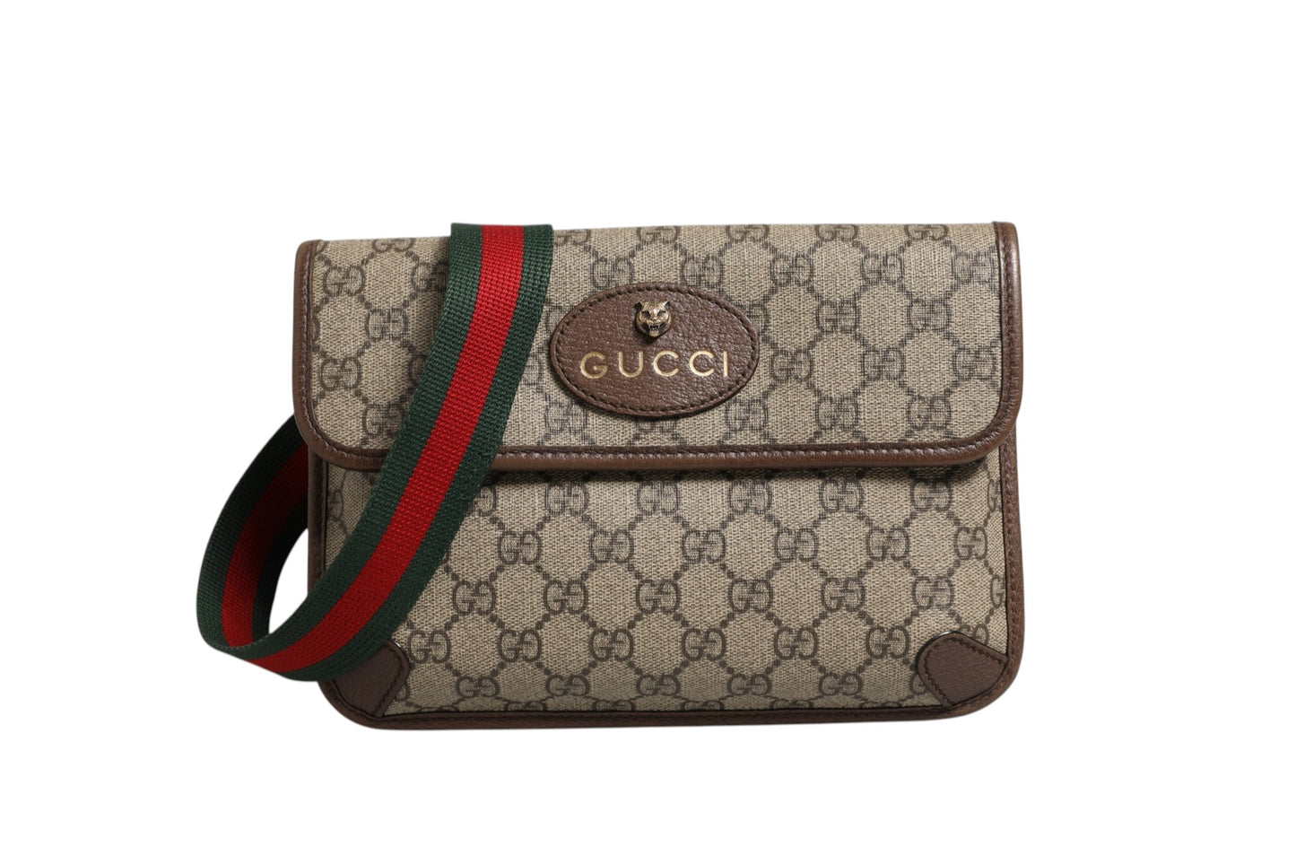 Gucci Supreme Monogram Neo Vintage Web Gürteltasche Braun