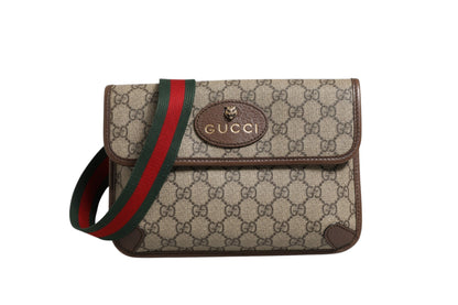 Gucci Supreme Monogram Neo Vintage Web Gürteltasche Braun