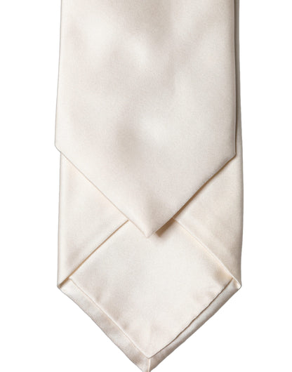 Dolce & Gabbana Off White Satin Seiden-Halsbinder für Damen, verstellbar